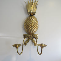 Brass Wall Pineapple Candle Holder with Bow