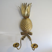 Brass Wall Pineapple Candle Holder with Bow
