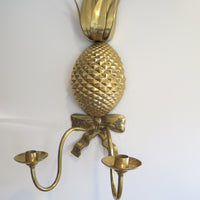 Brass Wall Pineapple Candle Holder with Bow