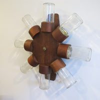 Midcentury Rotating Wall Spice Rack Danish Atomic with 8 Jars
