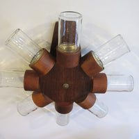 Midcentury Rotating Wall Spice Rack Danish Atomic with 8 Jars