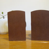 Set of Globe Bookends Wood Spinning Paper Mache Brass Wood Globes