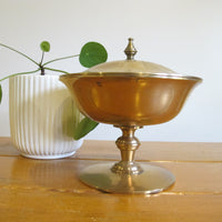 Brass Pedestal Serving Candy Dish Etched Vintage