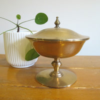 Brass Pedestal Serving Candy Dish Etched Vintage