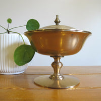 Brass Pedestal Serving Candy Dish Etched Vintage