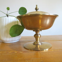 Brass Pedestal Serving Candy Dish Etched Vintage