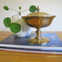 Brass Pedestal Serving Candy Dish Etched Vintage