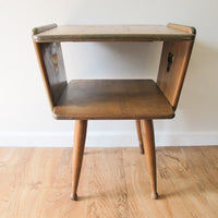 Danish Style Wood Side Table Two-Tier Vintage Antique