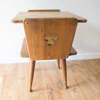 Danish Style Wood Side Table Two-Tier Vintage Antique