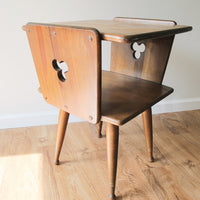 Danish Style Wood Side Table Two-Tier Vintage Antique