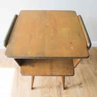 Danish Style Wood Side Table Two-Tier Vintage Antique