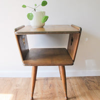 Danish Style Wood Side Table Two-Tier Vintage Antique