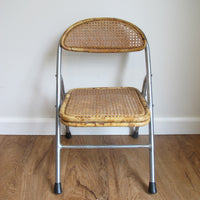 Vintage Folding Cane Kids Chair – Chrome Frame Child’s Folding Seat