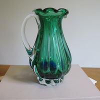 Green Blue Murano Glass Pitcher Vintage
