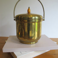 Vintage Pyrex & Brass Mid-Century Ice Bucket with Lid – Retro Barware Serving Accessory