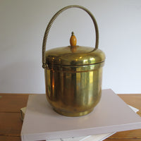 Vintage Pyrex & Brass Mid-Century Ice Bucket with Lid – Retro Barware Serving Accessory