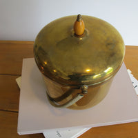 Vintage Pyrex & Brass Mid-Century Ice Bucket with Lid – Retro Barware Serving Accessory
