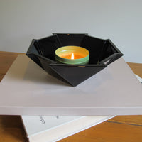 French Amethyst Black Glass Candle Holders and Dish – Vintage Decorative Glassware (Sold Individually)