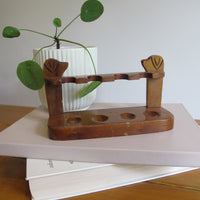 Vintage Carved Wood Dog Pipe Holder – Folk Art Smoking Pipe Stand