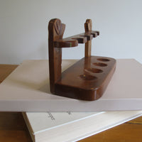 Vintage Carved Wood Dog Pipe Holder – Folk Art Smoking Pipe Stand