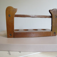 Vintage Carved Wood Dog Pipe Holder – Folk Art Smoking Pipe Stand