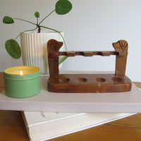 Vintage Carved Wood Dog Pipe Holder – Folk Art Smoking Pipe Stand
