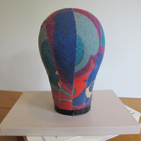 Vintage Paisley Fabric Hat Form Display Mannequin – Decorative Millinery Head Form
