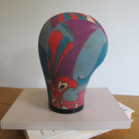 Vintage Paisley Fabric Hat Form Display Mannequin – Decorative Millinery Head Form