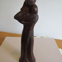 Vintage Signed Carved Wood Figure – Woman and Child Sculpture Folk Art Statue