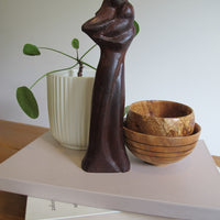 Vintage Signed Carved Wood Figure – Woman and Child Sculpture Folk Art Statue