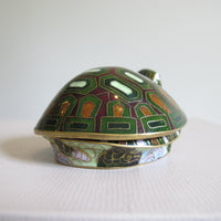 Enameled Turtle Trinket Jewelry Box Vintage