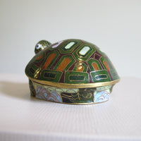 Enameled Turtle Trinket Jewelry Box Vintage