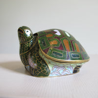 Enameled Turtle Trinket Jewelry Box Vintage