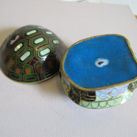 Enameled Turtle Trinket Jewelry Box Vintage