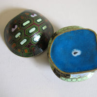 Enameled Turtle Trinket Jewelry Box Vintage