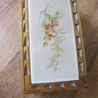 Vintage Mexican Tile & Carved Wood Jewelry Box with Mirror – Handcrafted Folk Art Keepsake Box