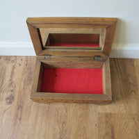 Vintage Mexican Tile & Carved Wood Jewelry Box with Mirror – Handcrafted Folk Art Keepsake Box