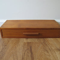 Vintage Danish Modern Teak Wall Shelf with Drawer – Mid-Century Scandinavian Floating Storage