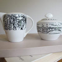 Vintage Mikasa Paris Scenes Sugar Bowl & Creamer Set – Porcelain French Café Collection