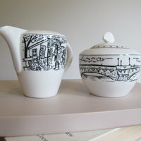 Vintage Mikasa Paris Scenes Sugar Bowl & Creamer Set – Porcelain French Café Collection