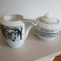 Vintage Mikasa Paris Scenes Sugar Bowl & Creamer Set – Porcelain French Café Collection