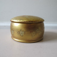 Lacquered Gold Round Box Japan Vintage