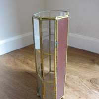 Mirrored Brass and Glass Miniature Curio Cabinet Wall Shelf