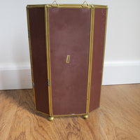 Mirrored Brass and Glass Miniature Curio Cabinet Wall Shelf