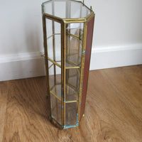 Mirrored Brass and Glass Miniature Curio Cabinet Wall Shelf