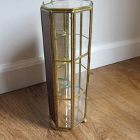 Mirrored Brass and Glass Miniature Curio Cabinet Wall Shelf