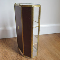 Mirrored Brass and Glass Miniature Curio Cabinet Wall Shelf