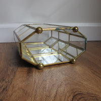 Mirrored Brass and Glass Miniature Curio Cabinet Wall Shelf
