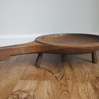 Standing Hand Carved Wood Tray with Handle Antique