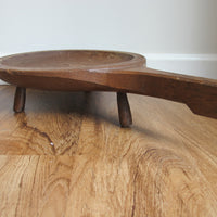 Standing Hand Carved Wood Tray with Handle Antique